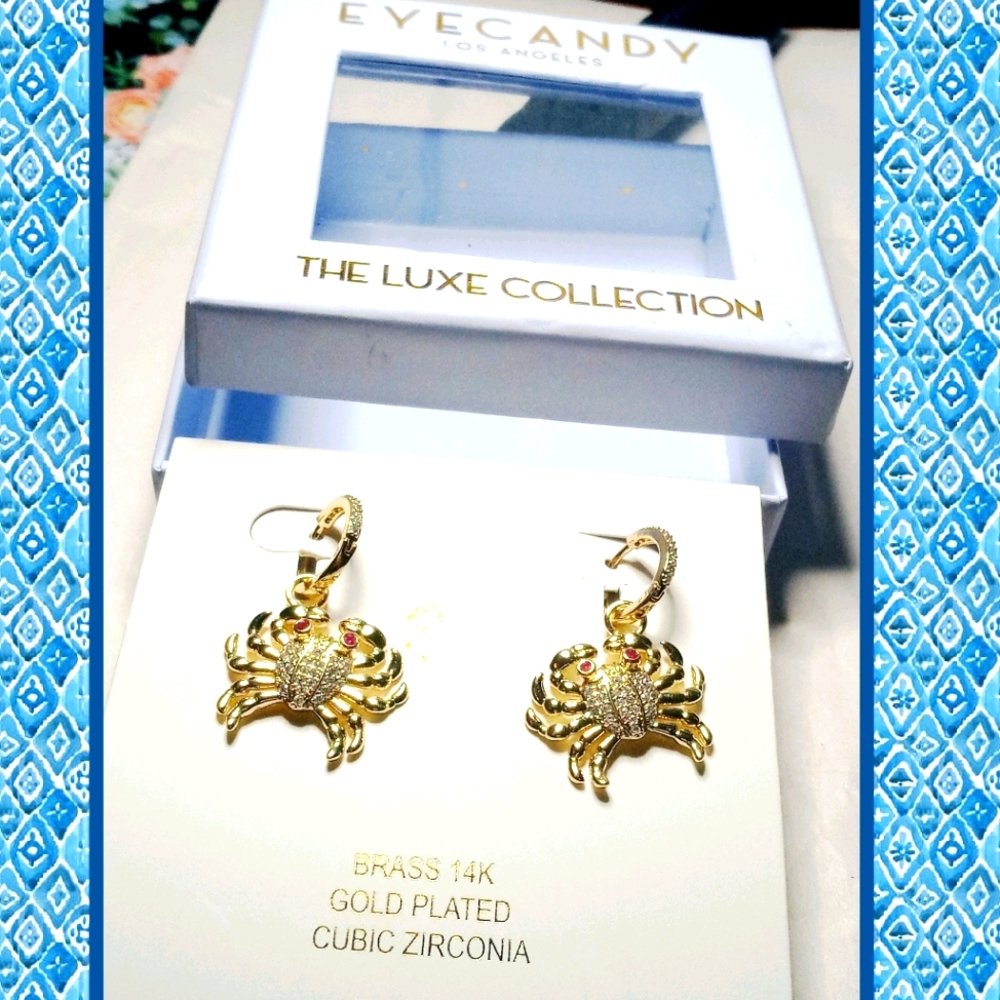 CRAB DROP HUGGIE EARRINGS